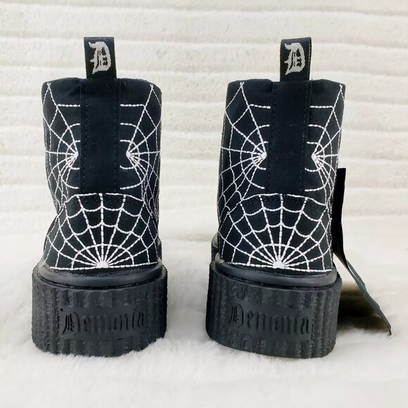 Sneeker Stitched Spider Web Hi-Top Creeper Sneaker Goth Punk Men's DEMONIA - Picture 7 of 10